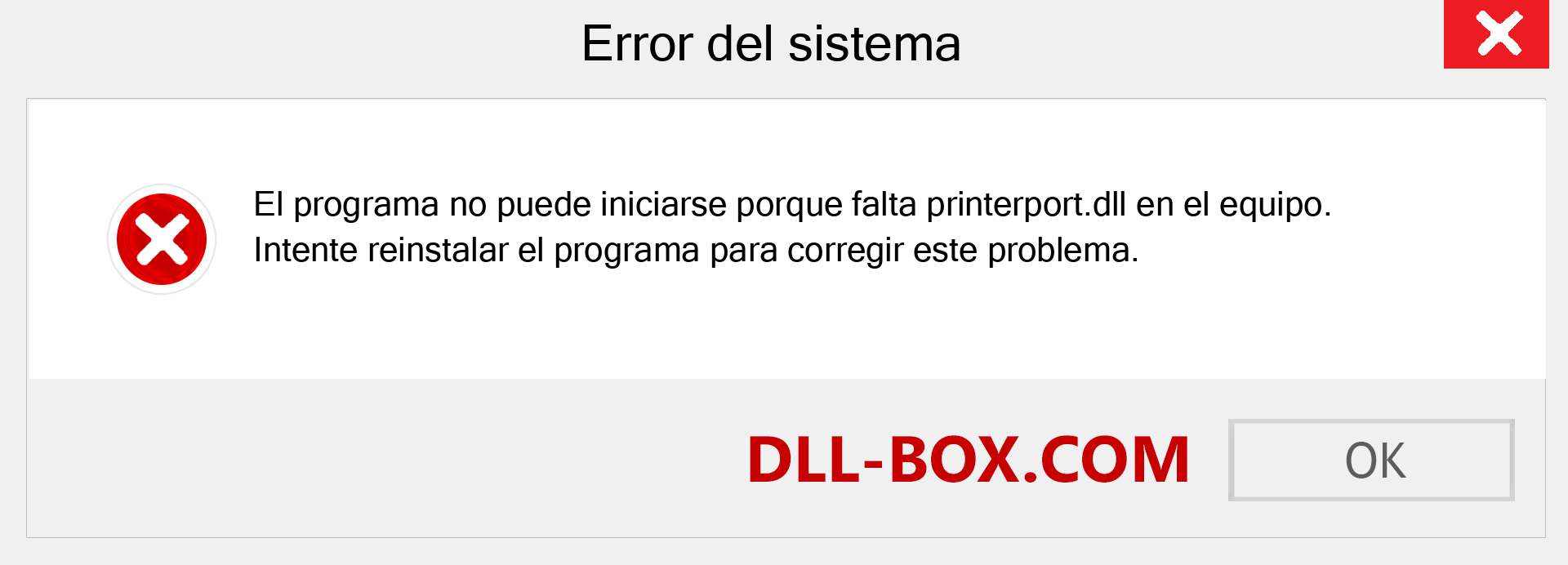 ¿Falta el archivo printerport.dll ?. Descargar para Windows 7, 8, 10 - Corregir printerport dll Missing Error en Windows, fotos, imágenes