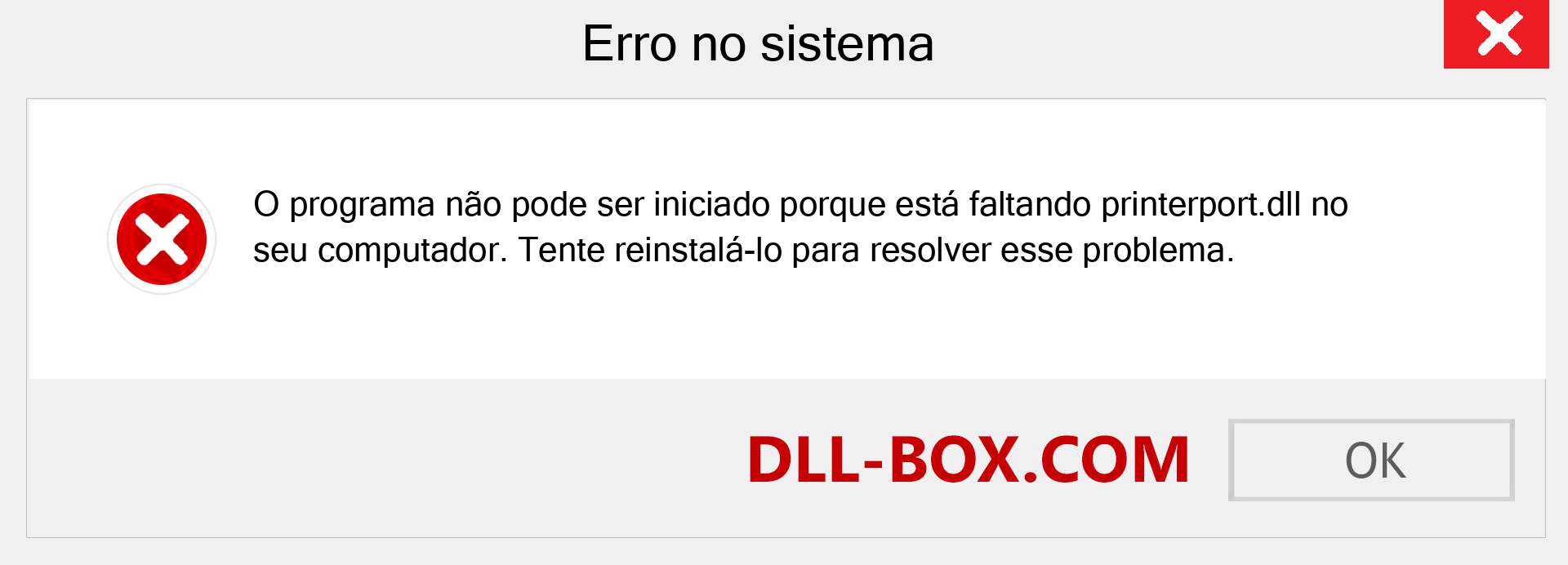 Arquivo printerport.dll ausente ?. Download para Windows 7, 8, 10 - Correção de erro ausente printerport dll no Windows, fotos, imagens