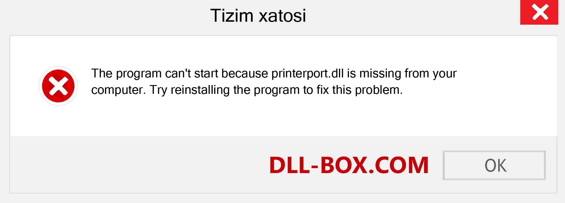 printerport.dll fayli yo'qolganmi?. Windows 7, 8, 10 uchun yuklab olish - Windowsda printerport dll etishmayotgan xatoni tuzating, rasmlar, rasmlar